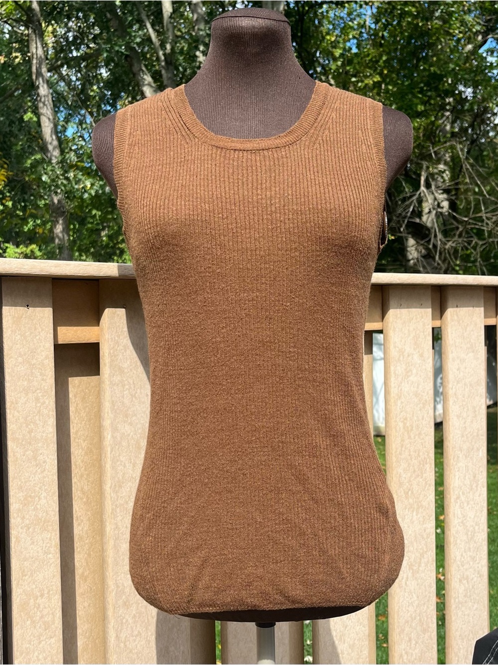 LVIR Women’s Brown Ribbed Knit Tank Top Size M Minimalist Korean Designer